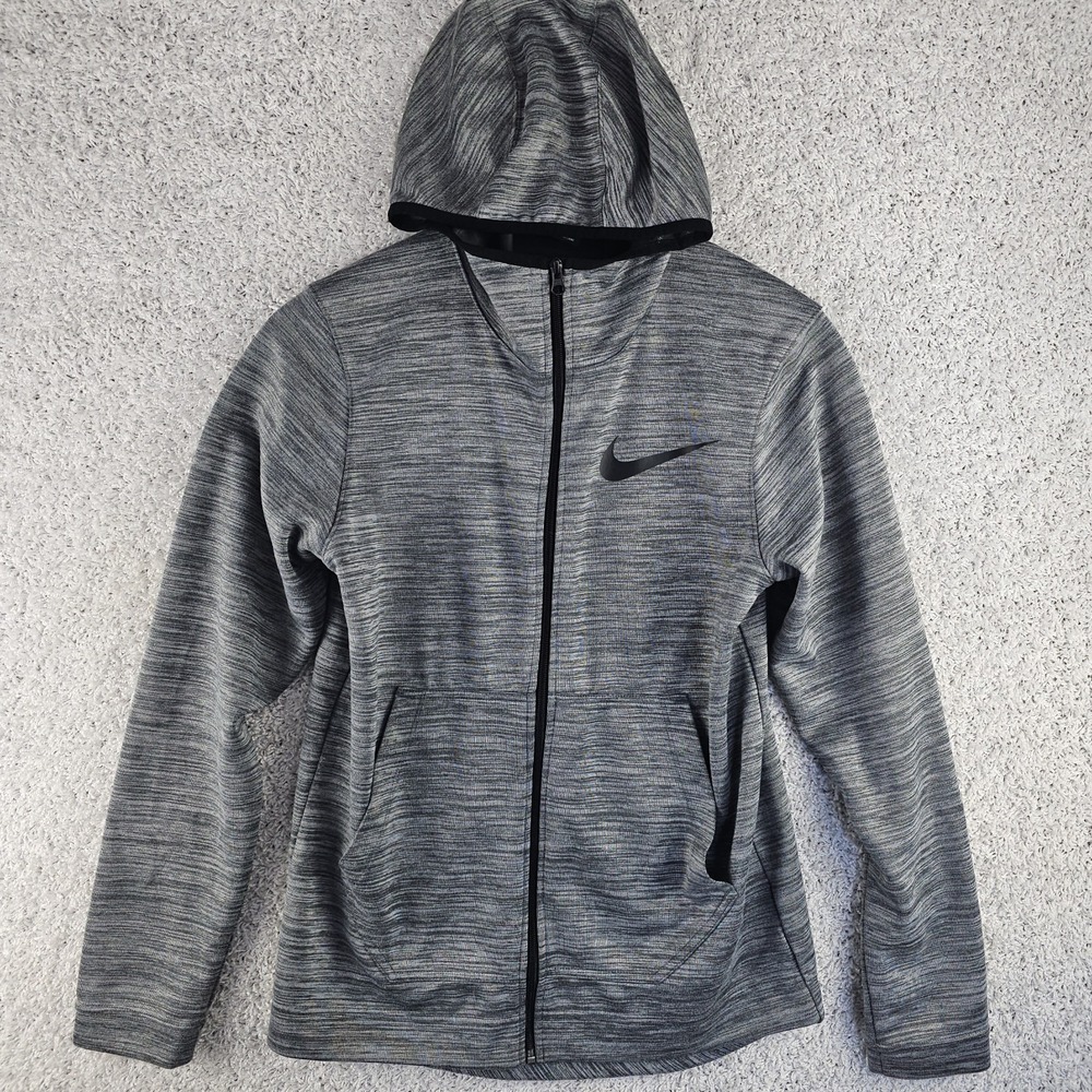 Nike Dri Fit Spotlight Basketball Hoodie Pullover Full Zip‎ Gray Mens Small